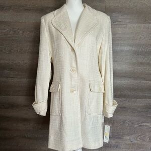 ❤️Apt.9 cream tweed long coat SZ 12‎ NWT